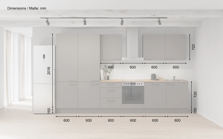 möbelnavi Küchen-Zeile 360 cm mit E-Geräten Planung 6 5
