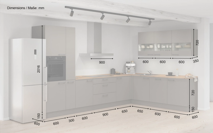 möbelnavi L-Küche 366,6 cm x 246,6 mit E-Geräten Planung 7 5