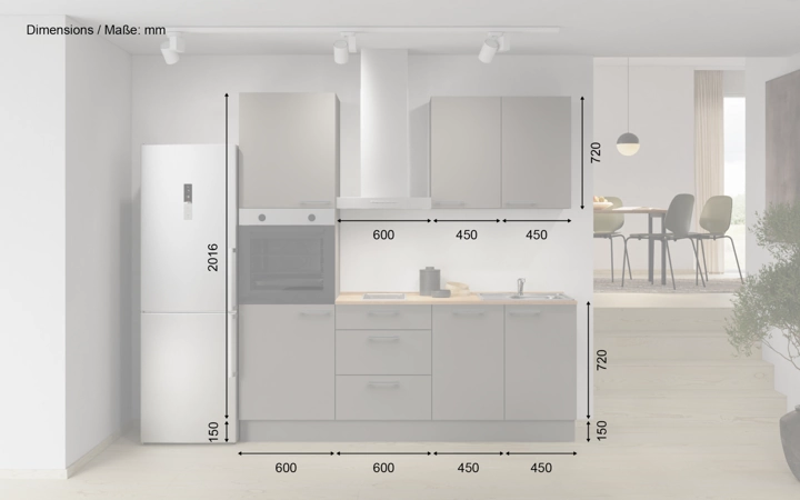 möbelnavi Küchen-Zeile 210 cm mit E-Geräten Planung 7 5