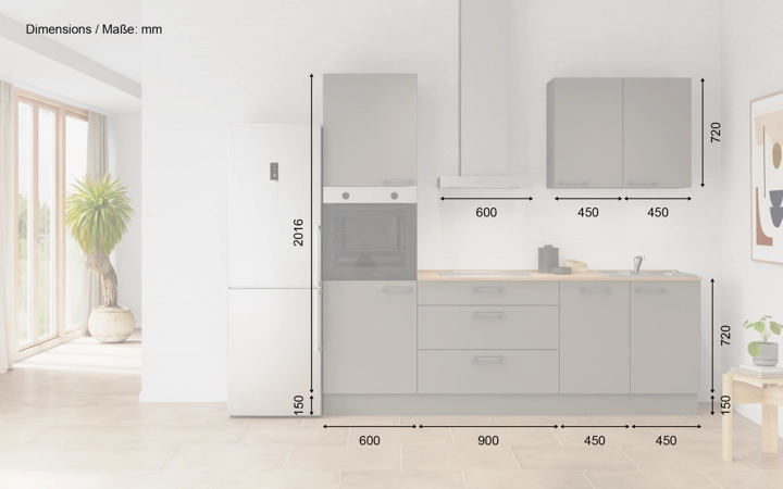 möbelnavi Küchen-Zeile 240 cm mit E-Geräten Planung 7 5