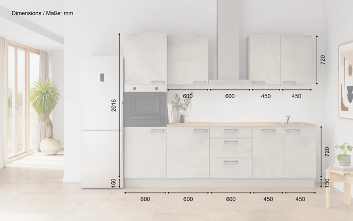 möbelnavi Küchen-Zeile 270 cm mit E-Geräten Planung 7 5