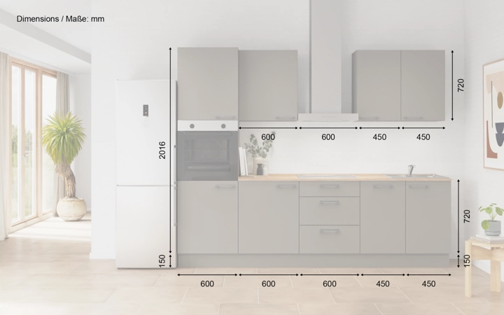 möbelnavi Küchen-Zeile 270 cm mit E-Geräten Planung 7 5