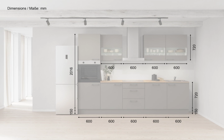 möbelnavi Küchen-Zeile 300 cm mit E-Geräten Planung 7 5