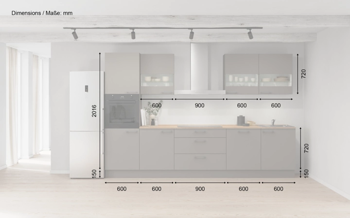 möbelnavi Küchen-Zeile 330 cm mit E-Geräten Planung 7 5