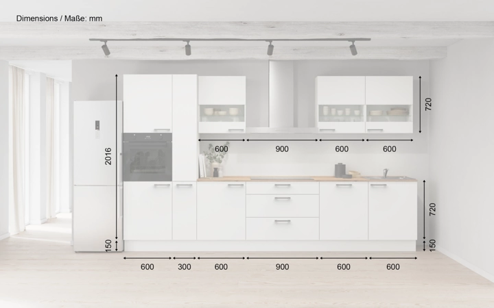 möbelnavi Küchen-Zeile 360 cm mit E-Geräten Planung 7 5