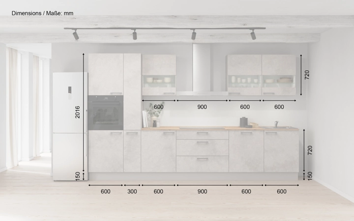 möbelnavi Küchen-Zeile 360 cm mit E-Geräten Planung 7 5