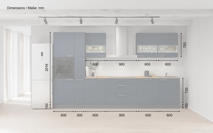 möbelnavi Küchen-Zeile 360 cm mit E-Geräten Planung 7 5