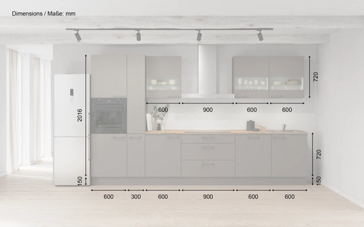 möbelnavi Küchen-Zeile 360 cm mit E-Geräten Planung 7 5