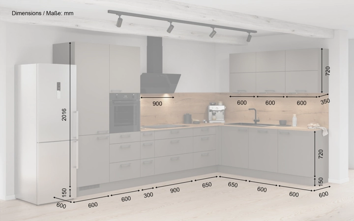 möbelnavi L-Küche 366,6 cm x 246,6 mit E-Geräten Planung 8 5