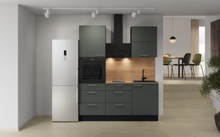 möbelnavi Küchen-Zeile 180 cm mit E-Geräten Planung 8 Mineralgrün matt Easytouch möbelnavi Küchen-Zeile 180 cm mit E-Geräten Planung 8 Mineralgrün matt Easytouch