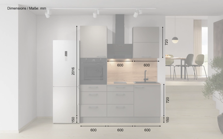 möbelnavi Küchen-Zeile 180 cm mit E-Geräten Planung 8 5