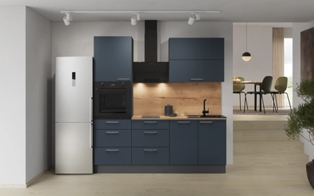 möbelnavi Küchen-Zeile 210 cm mit E-Geräten Planung 8 Fjordblau matt Easytouch möbelnavi Küchen-Zeile 210 cm mit E-Geräten Planung 8 Fjordblau matt Easytouch