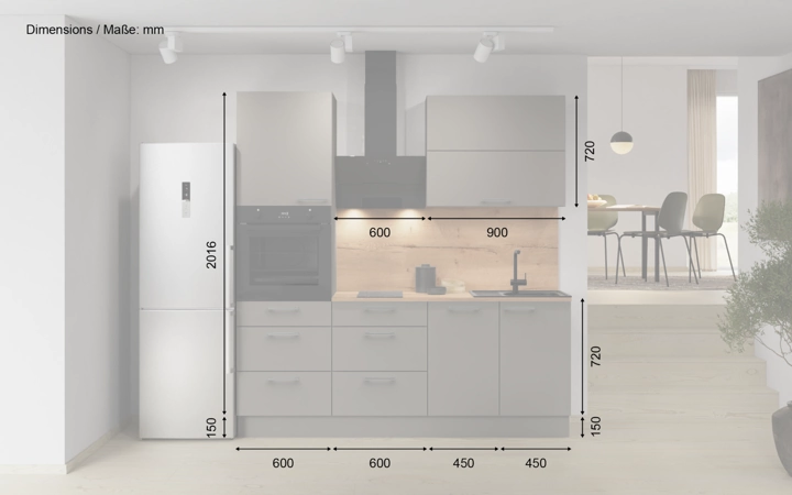möbelnavi Küchen-Zeile 210 cm mit E-Geräten Planung 8 5