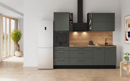 möbelnavi Küchen-Zeile 240 cm mit E-Geräten Planung 8 Mineralgrün matt Easytouch möbelnavi Küchen-Zeile 240 cm mit E-Geräten Planung 8 Mineralgrün matt Easytouch