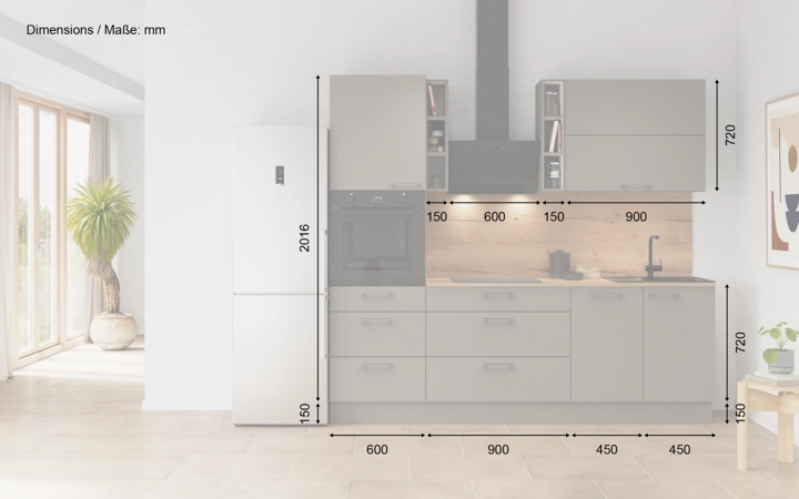 möbelnavi Küchen-Zeile 240 cm mit E-Geräten Planung 8 5