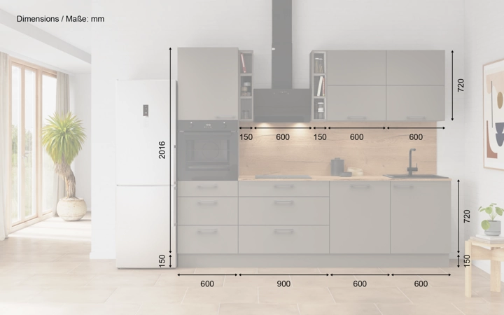 möbelnavi Küchen-Zeile 270 cm mit E-Geräten Planung 8 5
