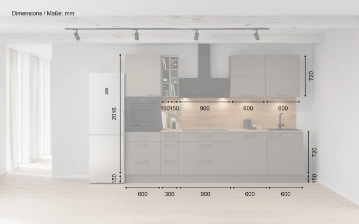möbelnavi Küchen-Zeile 300 cm mit E-Geräten Planung 8 5