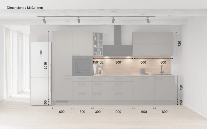 möbelnavi Küchen-Zeile 360 cm mit E-Geräten Planung 8 5