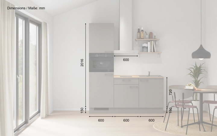 möbelnavi Küchen-Zeile 180 cm mit E-Geräten Planung 9 5