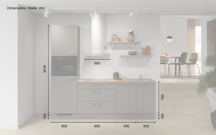 möbelnavi Küchen-Zeile 240 cm mit E-Geräten Planung 9 5