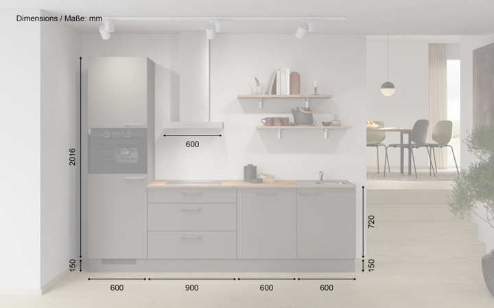möbelnavi Küchen-Zeile 270 cm mit E-Geräten Planung 9 5
