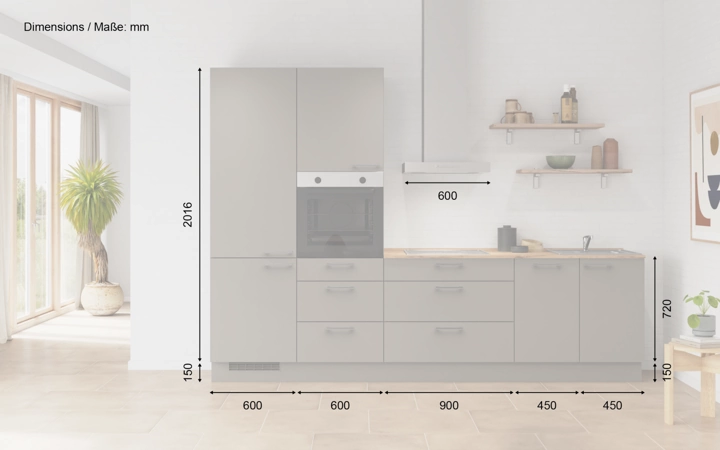 möbelnavi Küchen-Zeile 300 cm mit E-Geräten Planung 9 5
