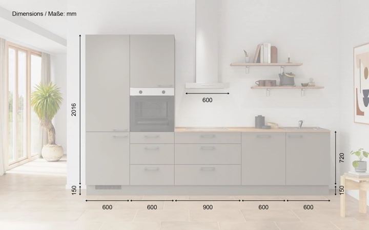 möbelnavi Küchen-Zeile 330 cm mit E-Geräten Planung 9 5