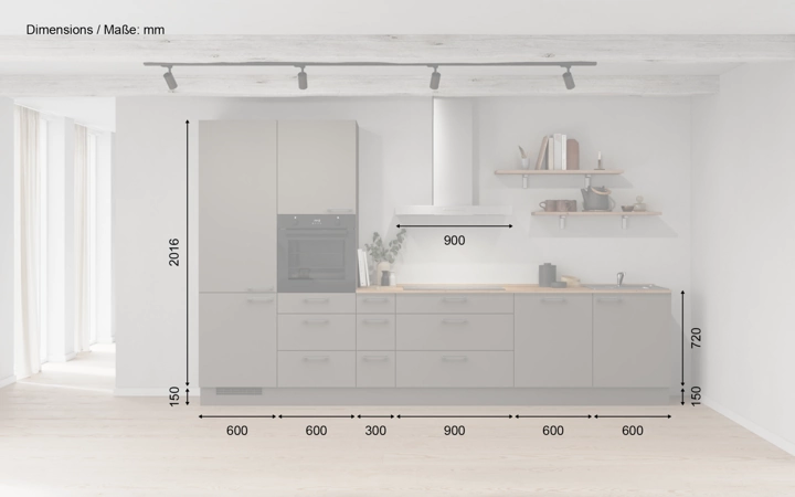 möbelnavi Küchen-Zeile 360 cm mit E-Geräten Planung 9 5