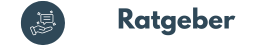 RatgeberIcon mit Hand auf dunkelblauem Hintergrund, dazu Schriftzug "Ratgeber" RatgeberIcon mit Hand auf dunkelblauem Hintergrund, dazu Schriftzug "Ratgeber"