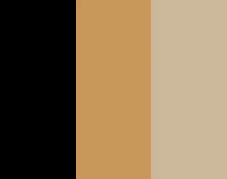 Eine Farbpalette in Schwarz, Holzton und Beige Eine Farbpalette in Schwarz, Holzton und Beige